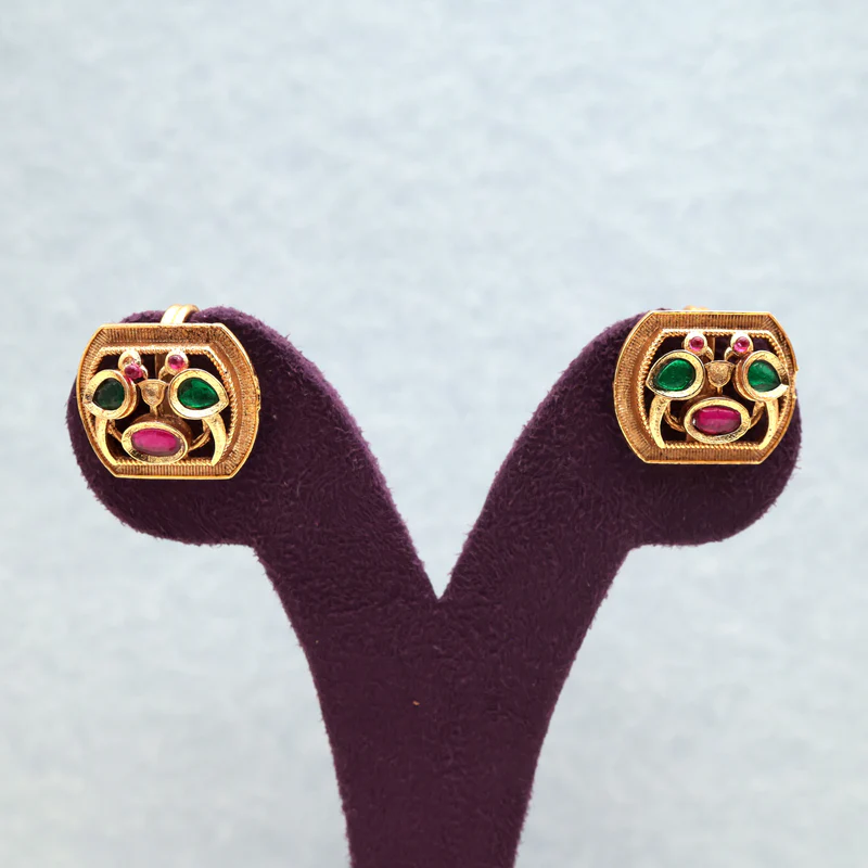 Antique Nagas Jadau Kundan Rettapakshi Koppu Earrings